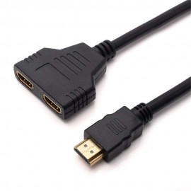 HDMI 1 MALE TO DUAL FEMALE  "Y" SPLITTER CABLE 
