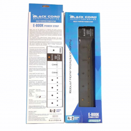BLACK CORD 4+2 SPIKE 5MTR CABLE HEAVY POWER STRIP