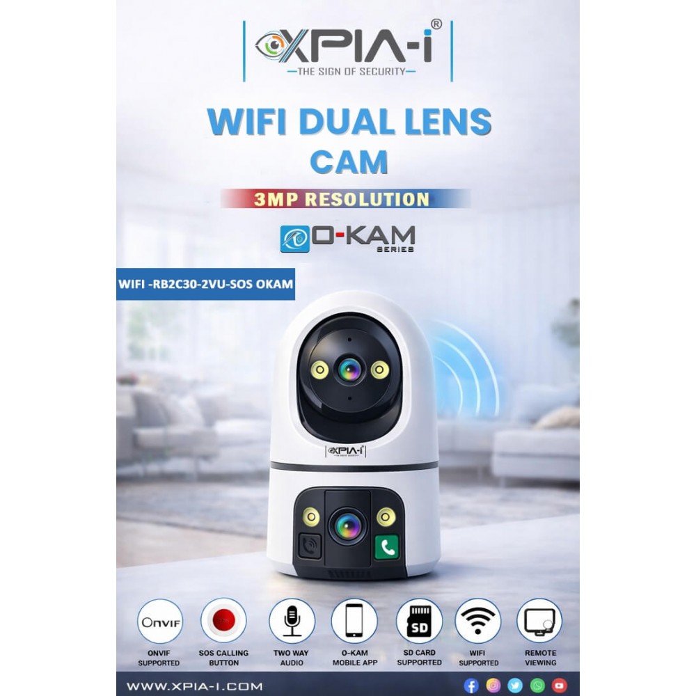XPIA 3MP+3MP DUAL ROBO 360 WIFI CAMERA WIFI-RB2C30-2VU-SOS-OKAM