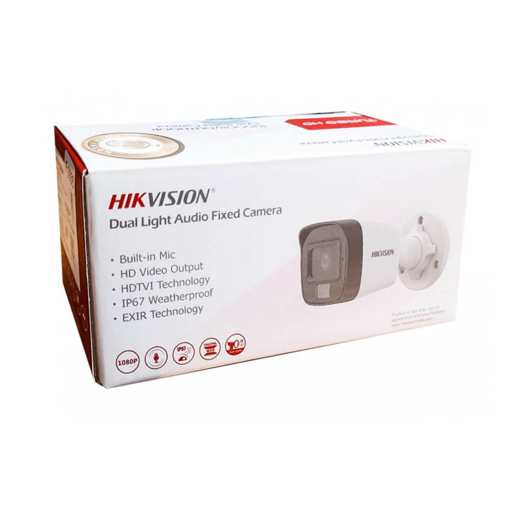 HIKVISION HD 2MP DUAL LIGHT BULLET IN-BUILT AUDIO CAMERA DS-2CE16D0T-LPFS